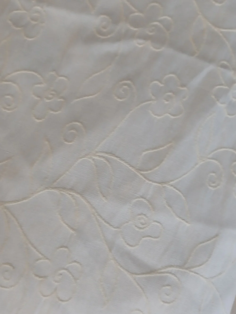 Soft Embroidered Floral Cream Bedding Topper